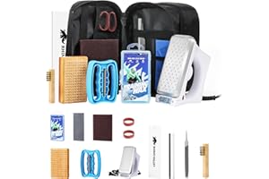 RHINO VALLEY Ski Snowboard Tuning and Waxing Kit, 13/15 PCS Ski Wax Kit with 120V Waxing Iron, Snowboard Repair Kit Tuning Equipment with Universal Wax, Scraper, Ptex, Brush, Heavy Duty Carry Case