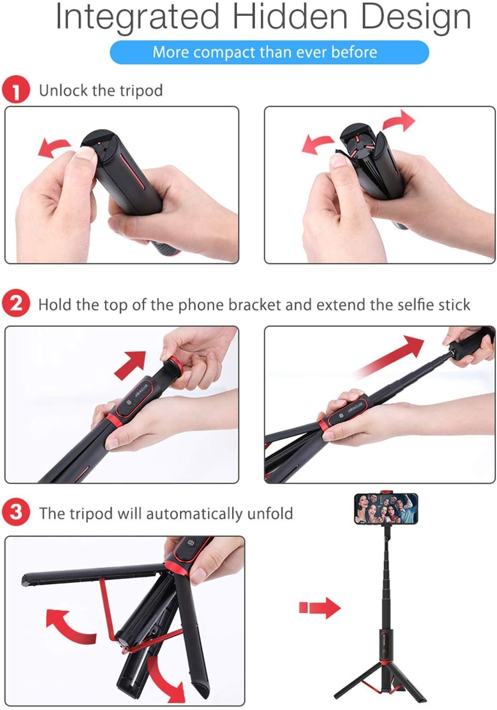 Selfie Stick Tripod, BlitzWolf Lightweight Aluminum All in One Extendable Phone Tripod Selfie Stick Bluetooth with Remote for iPhone 11/Xs MAX/XR/XS/X/8/8 Plus/7/7 Plus/6s, Galaxy S10/S9/S9 Plus, More: Camera & Photo