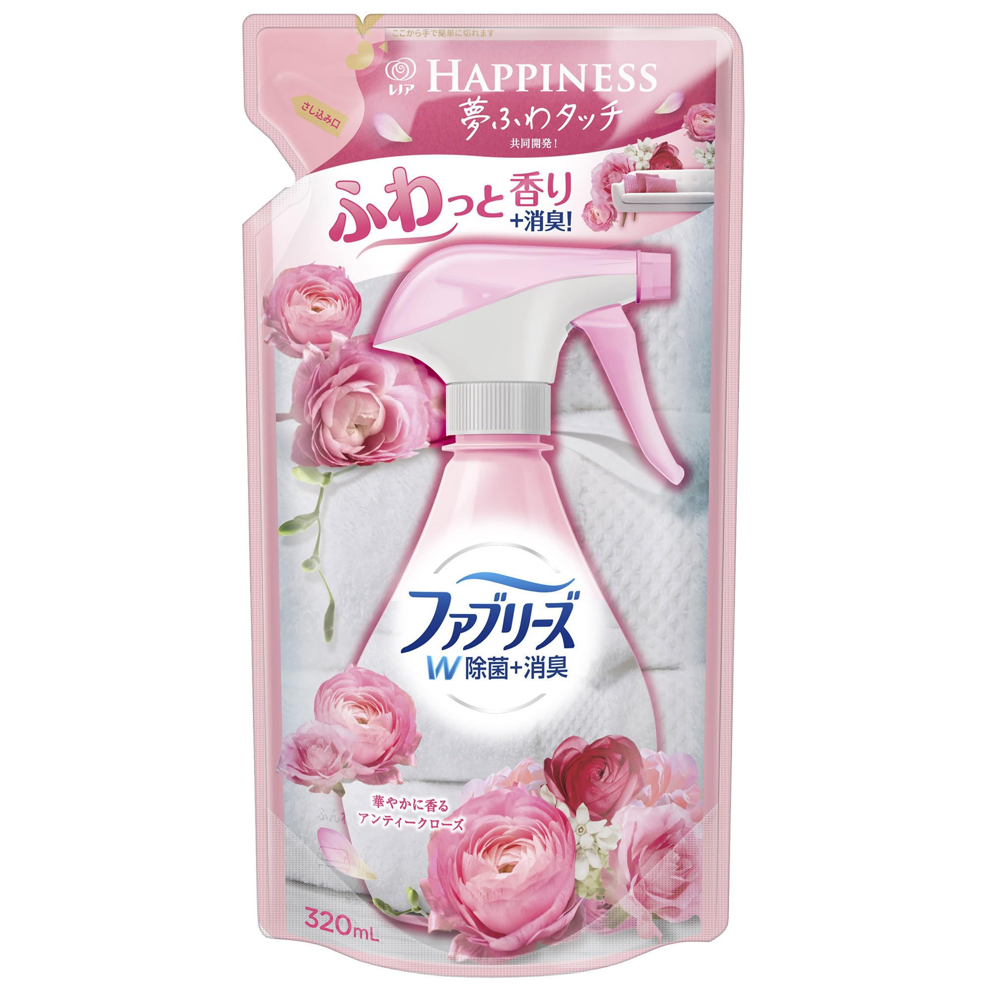 P&G ファブリーズ W除菌 消臭スプレー 布用 アンティークローズ&フローラル 詰め替え 320mLの商品画像