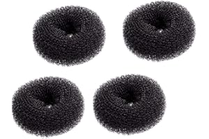 FULINJOY 4 Pack Extra Small Hair Bun Maker Mini Chignon Hair Doughnut Shaper Hair Donut Sock Bun Form for Kids, Girls, Short and Thin Hair (Small Size 2.4 Inch, Black)