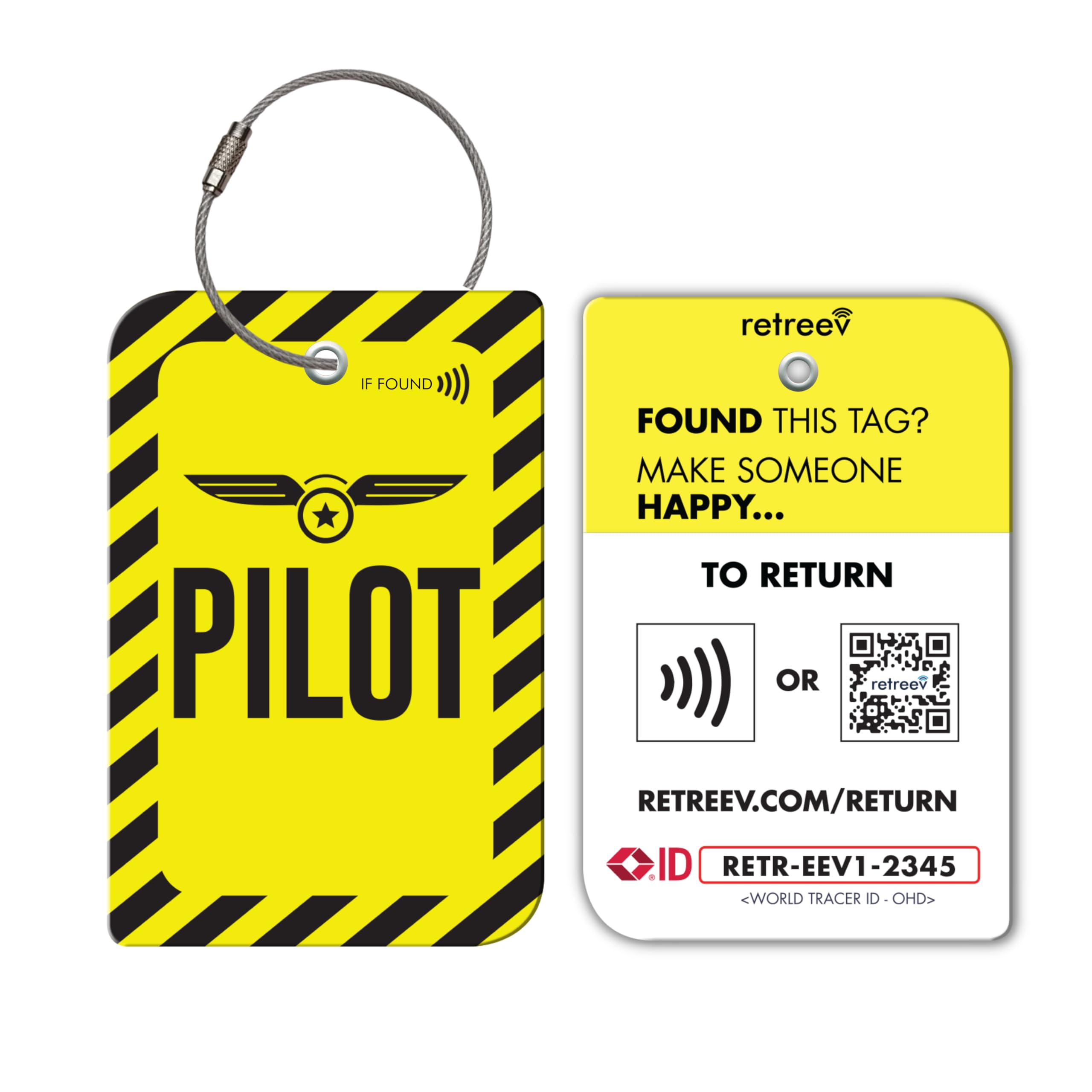 retreev™ Smart NFC & QR Code Luggage Tag: Secure Bag Retrieval, Identity Protection | Easy Setup | Supported by Airlines & Airports Worldwide - Pilot