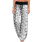 ROSA JUNIO Comfy Pajama Pants for Women Casual Drawstring Floral Palazzo Lounge Pants Stretch Wide Leg Bottoms