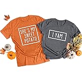 She's My Sweet Potato I Yam T-Shirt Couples Holiday Matching Shirts for Husband and Wife Casual Short Sleeve Tops