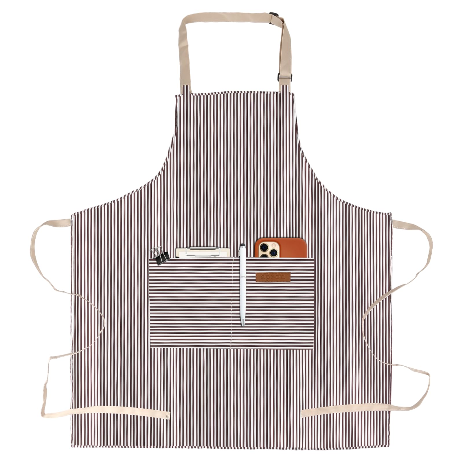 APRONPANDA Aprons for Women with Pockets Unisex Adults Cooking Baking Kitchen Chef Cotton Apron Adjustable Bib
