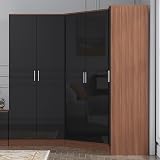 Reflect 3 Piece Wardrobe Set Black Gloss & Walnut 2 Door & 1 Door view 3