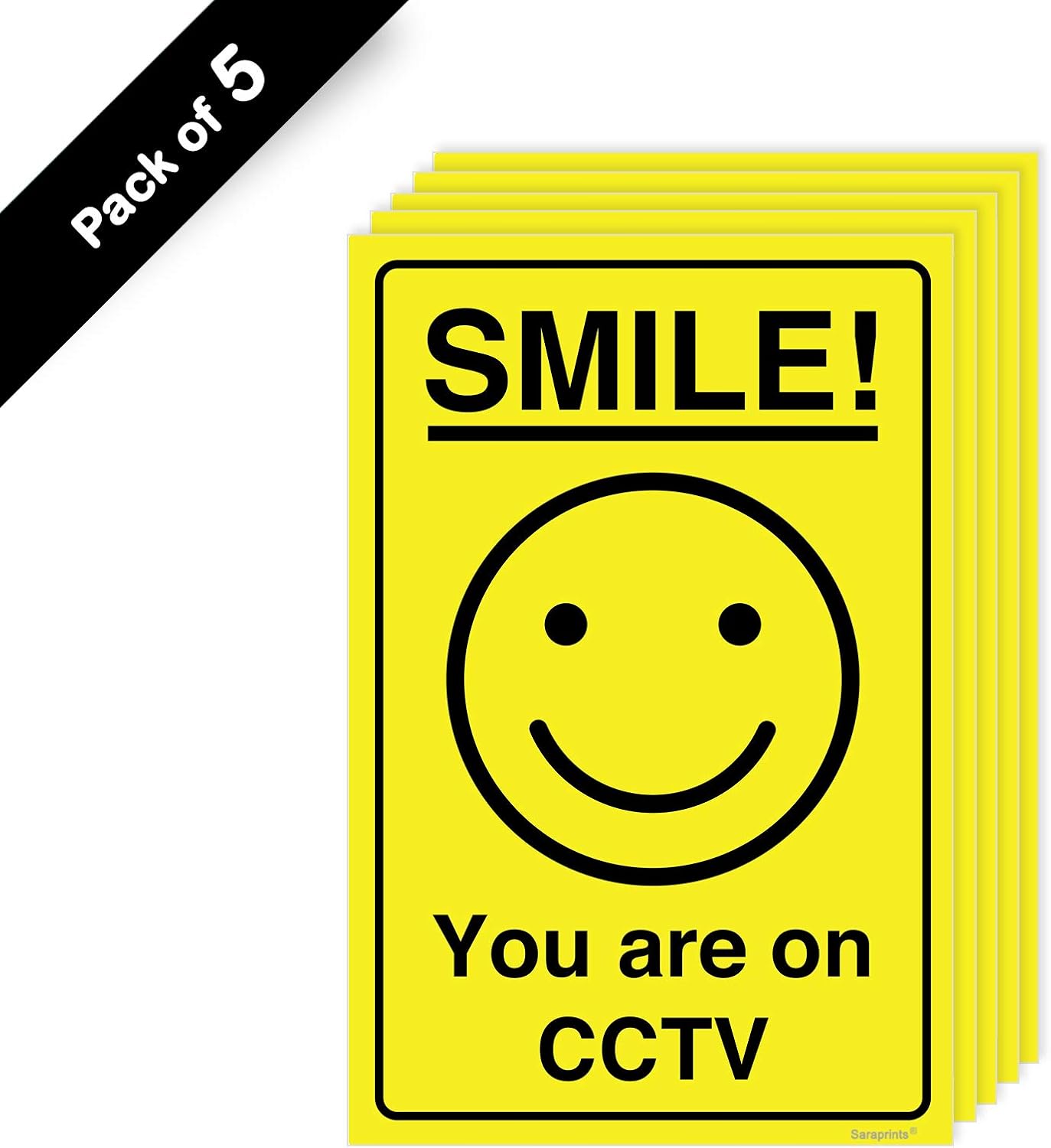 Pack of 5 Smile You Are On Camera Stickers Self Adhesive Waterproof Vinyl CCTV Stickers Outdoor 150mmx100mm V1122 - Image 3