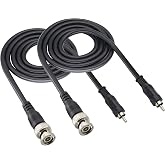 HCFeng BNC to RCA Adapter Cable - RCA to BNC 75 Ohm Coaxial Composite Video Connector for Surveillance CCTV Camera System [2pack, 3.3ft]