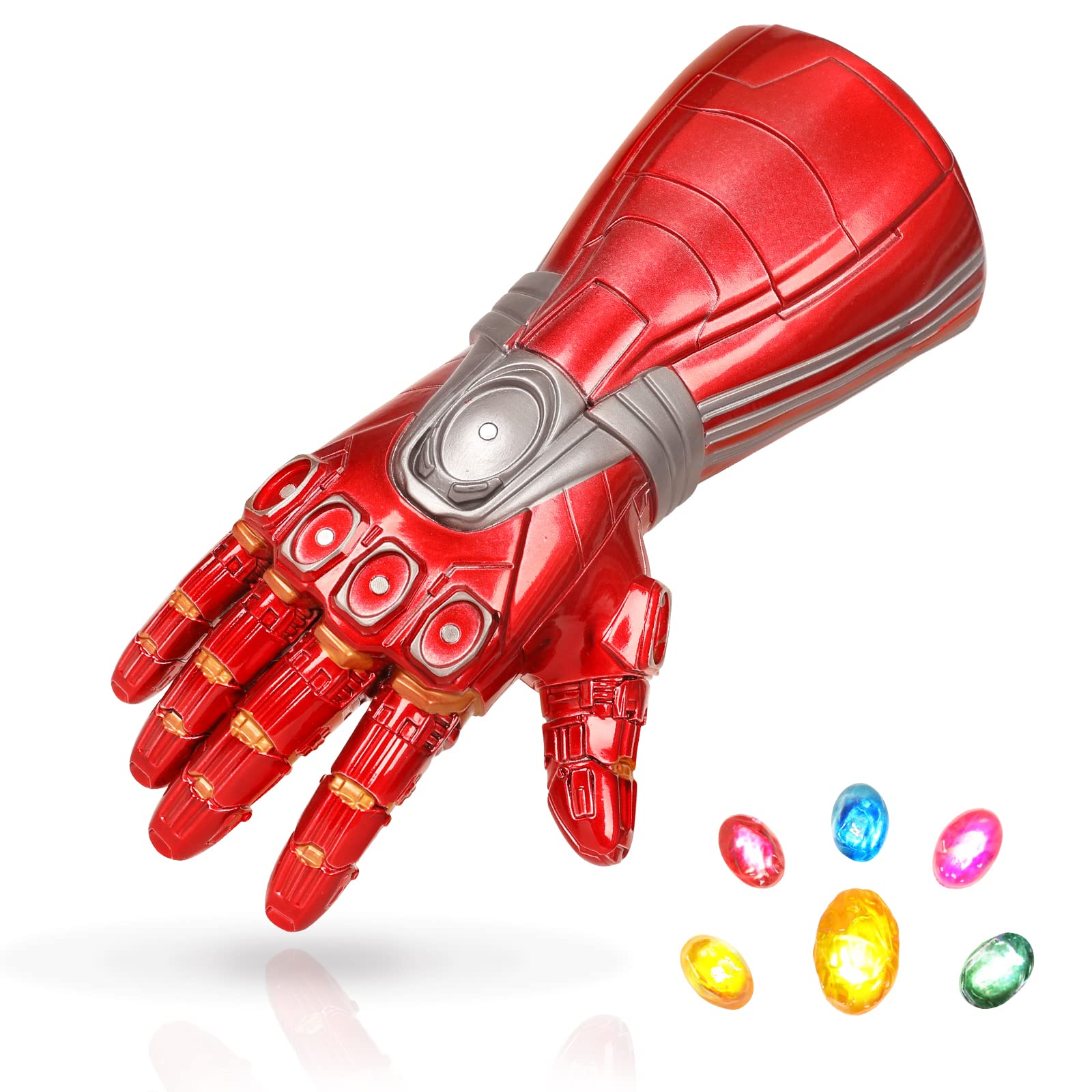 Photo 1 of DEZEXHOM LED Light Up Red Infinity Gauntlet with Six Removable Magnet Gem Infinity Gloves (Red, Adult)