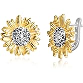 Sunflower Earrings for Women 925 Sterling Silver Hoop Earrings You Are My Sunshine Jewelry Birthday Gifts for Her