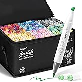 Ohuhu Brush Markers - 216-color Double Tipped Alcohol-based Art Marker Set for Artist Adults Coloring Illustration -Brush & C