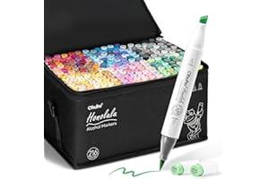 Ohuhu Brush Markers - 216-color Double Tipped Alcohol-based Art Marker Set for Artist Adults Coloring Illustration -Brush & C