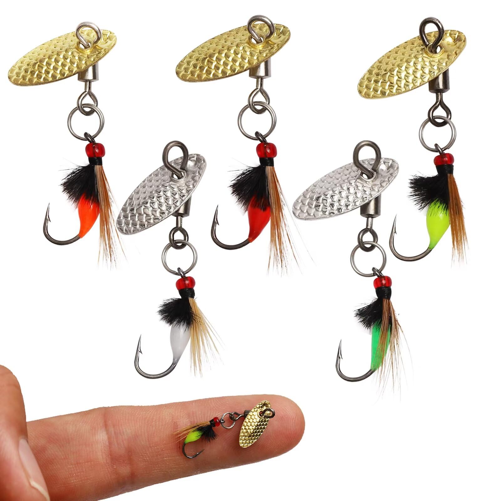 Dovesun Fly Fishing Lures - Wet/Dry Fishing Lures With Spinner For Bass, Sunfish, Pike - Hook 16# - 5pcs