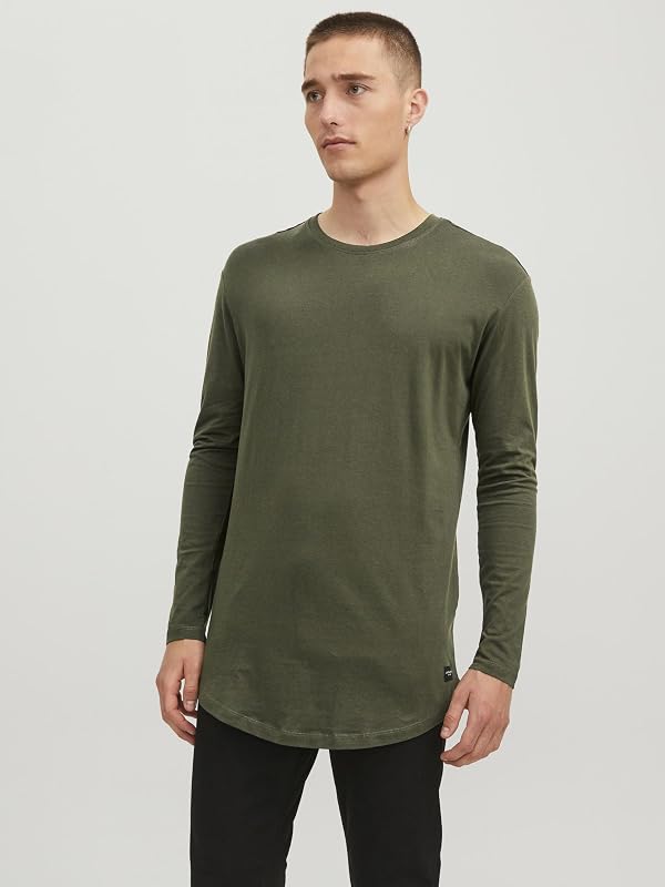 JJENOA TEE O-NECK LS NOOS, T-Shirt Uomo, Verde (Forest Night Fit:Relaxed), XL