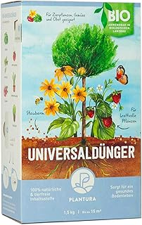 Plantura Bio Universaldünger mit 3 Monaten Langzeitwirkung, Pflanzendünger, 1,5 kg, für kraftvolle Pflanzen, 100% tierfrei & Bio, gut für den Boden, unbedenklich für Haus- & Gartentiere, Naturdünger