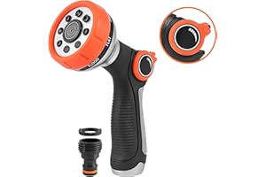 HOUGARIEE Garden Hose Nozzle Spray Nozzle with Water Volume Control Valve High Pressure Water Hose Nozzle Sprayer with Adjustable 8 Patterns for Garden Watering,Car Washing and Pet Showering