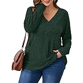 BELAROI Plus Size Tops for Women Fall Casual Tunic Shirts Lightweight V Neck Pullover Long Sleeve Blouse