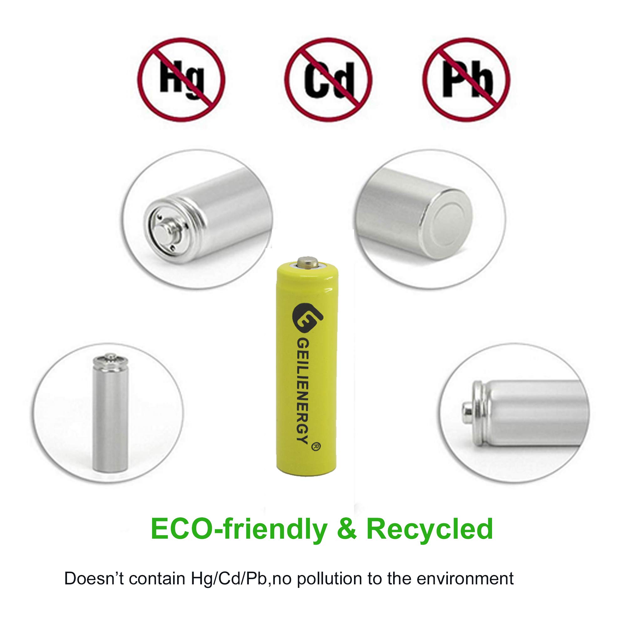 GEILIENERGY Solar Light Batteries AA Ni-Cd 600mAh 1.2V Rechargeable for Garden Lights Remotes Mice(Pack of 20)