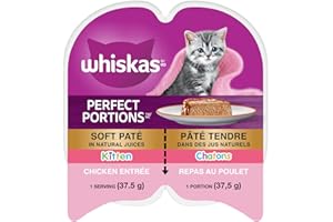 WHISKAS Perfect Portions Kitten Wet Cat Food Paté - Chicken Entrée 75g (24Pack)
