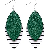 ROSTIVO Leather Earrings for Women Double Layered Dangle Earrings (Green)