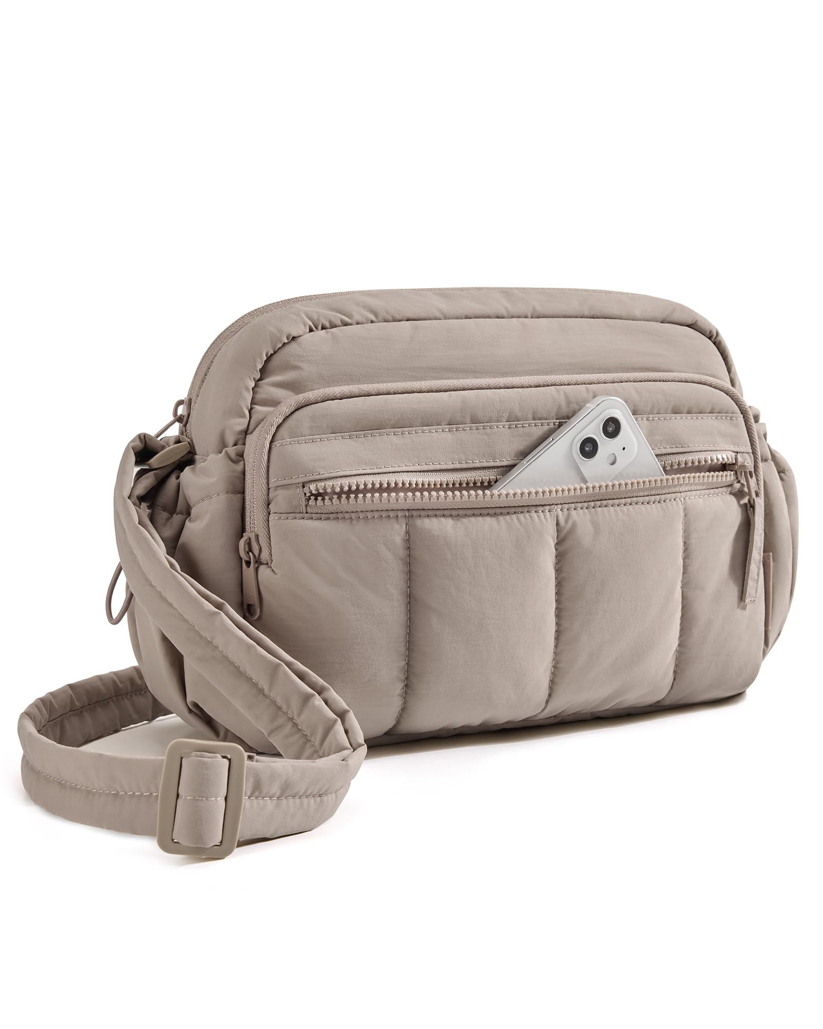 Photo 1 of BAGSMART Anti Theft Crossbody Bags for Women Travel Purse, Medium Quilted Puffy cross body bag, Handbags Shoulder Purses, Brown-medium