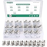 OURU 52PCS Fuel Line Clamp Assortment Kit 304 Stainless Steel,10 Sizes Adjustable 9/32"-23/32" Dia (7-18mm) Mini Fuel Injecti