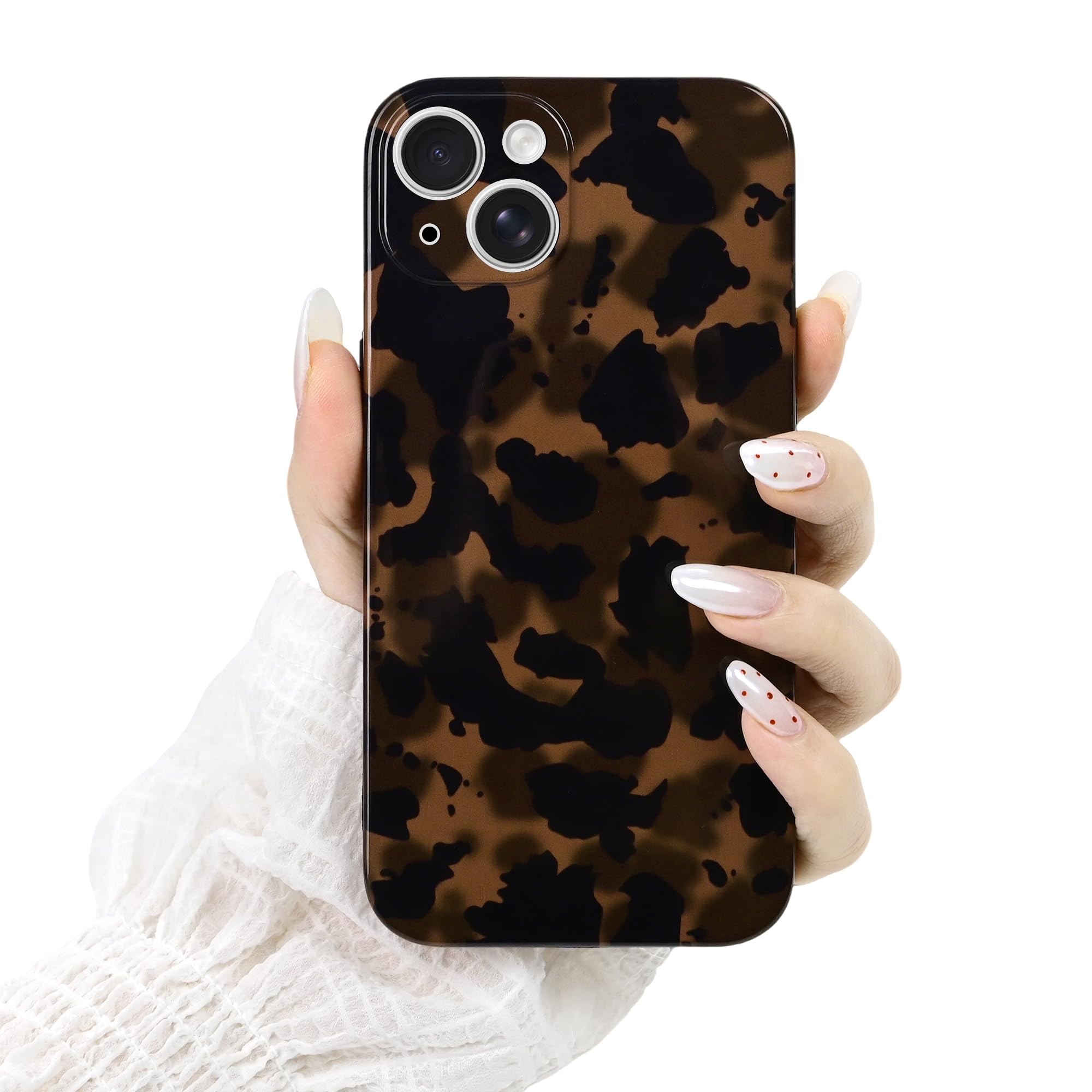 XIQI Compatible with iPhone 13 Case, Retro Cool Trendy Amber Pattern, Full Camera Protective, Soft TPU Slim Phone Case for Women Girls, Brown Amber