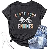 BANGELY Start Your Engines Tshirt Checkered Flag Racing Shirts Raceday Casual Unisex Short Sleeve Tee Tops