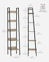 VASAGLE LLS109B50V2 5 Tier Narrow Ladder Shelf Camel Brown Ink Black view 7