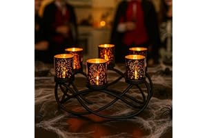 Visit the Seraphic Store Seraphic Iron Circular Table Centerpiece Candle Holder Black Black Votive 6 Cups