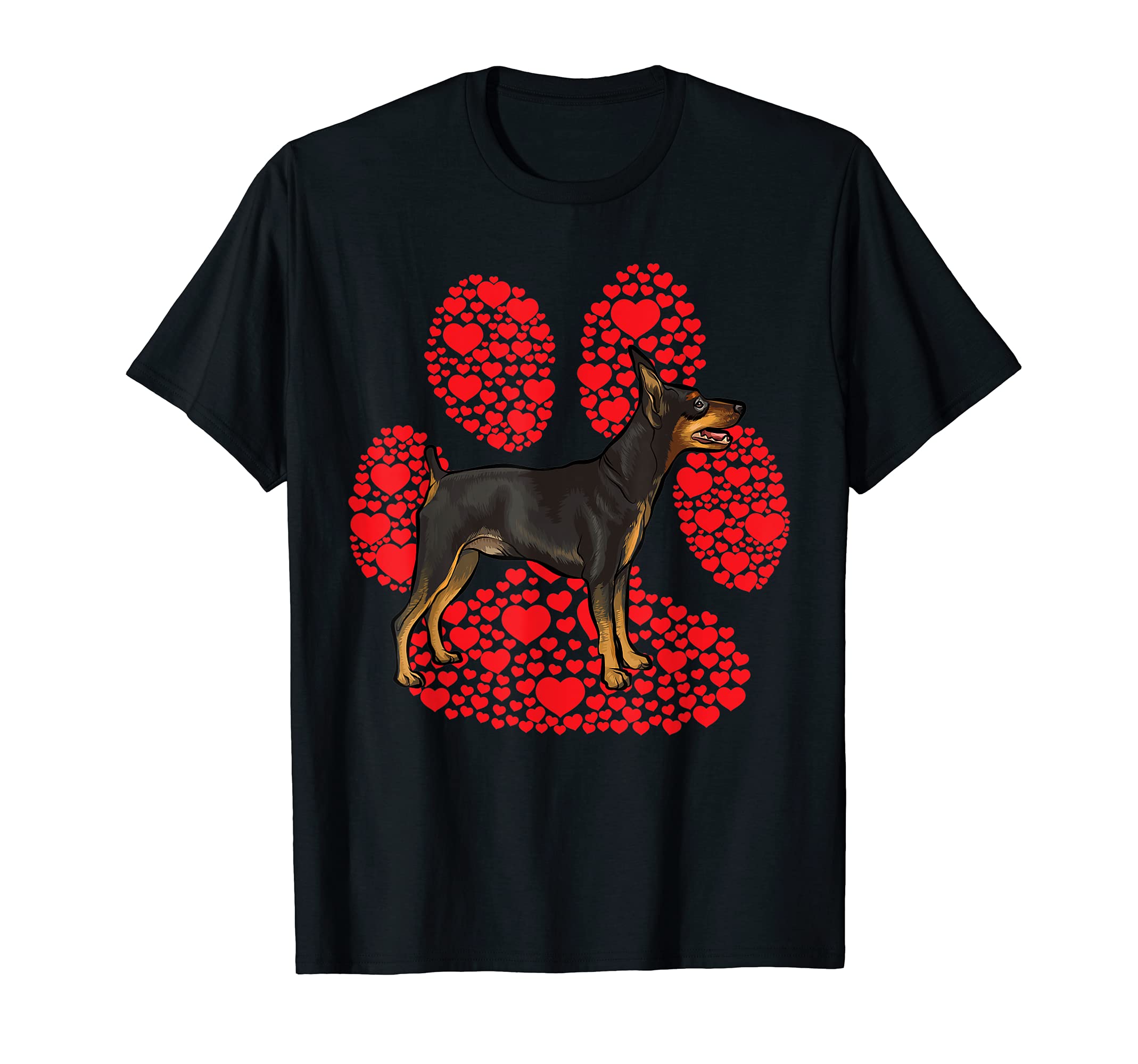 Miniature Pinscher Valentines Day Dog Love Paw T-Shirt