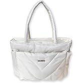 BAGNEER Puffy Tote Bag for Women, Lightweight Quilted Travel Gym Work Bag | YKK Zipper, Non-slip Bottom Easy Clean, Large Capacity 20L for 15.6" Laptop, Quilted Shoulder handbag Daily Purse