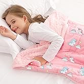 Alomidds Weighted Blanket Kids 5lb 36"x48", Minky Dots Small Weighted Blanket, Comfort Breathable Soft Throw Heavy Blanket for Sleeping, Pink Unicorn