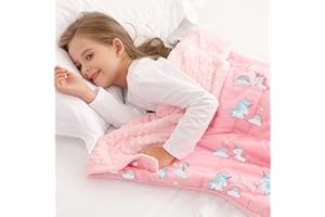 Alomidds Weighted Blanket Kids 5lb 36"x48", Minky Dots Small Weighted Blanket, Comfort Breathable Soft Throw Heavy Blanket for Sleeping, Pink Unicorn