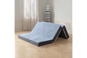 Slomix Portable Tri-Fold Mattress 4 Inch Twin Size Removable Breathable Cover Foldable Mattress for Home Travel Comfortable S