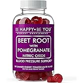 Be Happy Be You Beetroot with Pomegranate Gummies – Nitric Oxide Booster & Blood Pressure Support – Cherry Pomegranate Flavor