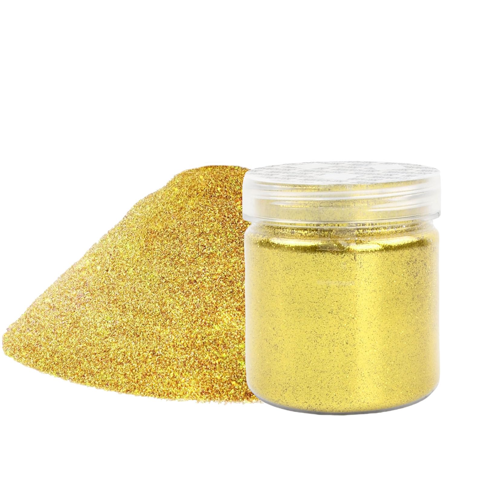Fine Gold Glitter Powder - Metallic Resin Sparkle, 0.2mm, 100g/3.53oz - Ideal for Nail Art, Face, Eyeshadow, Body, Hair, Festival Makeup & Craft
