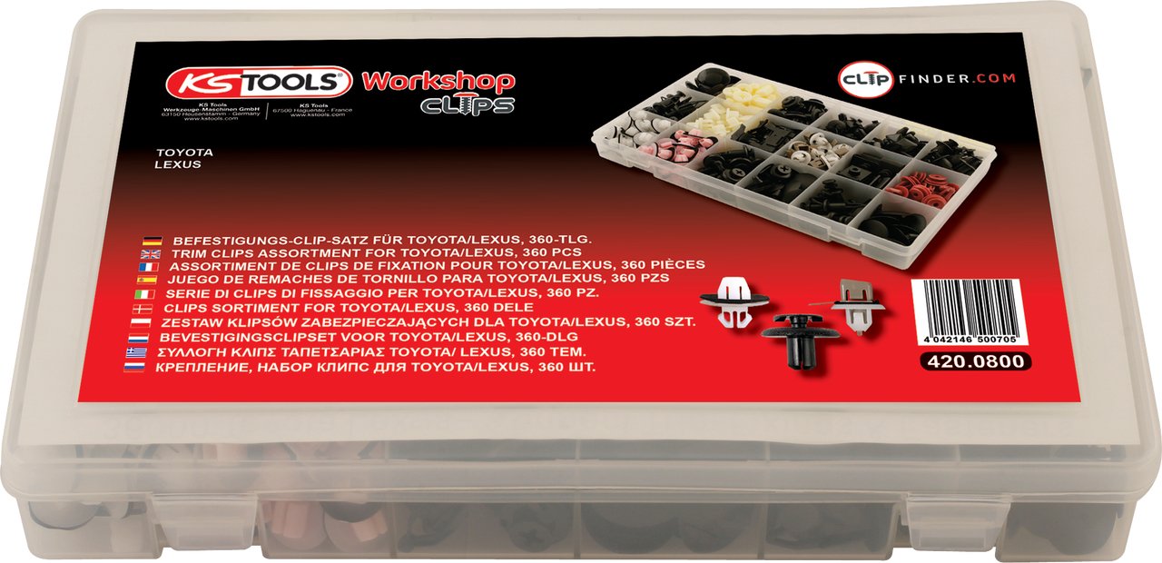 KS Tools 420.0800 Trim Clips Assortment Toyota/Lexus (360 Pieces)