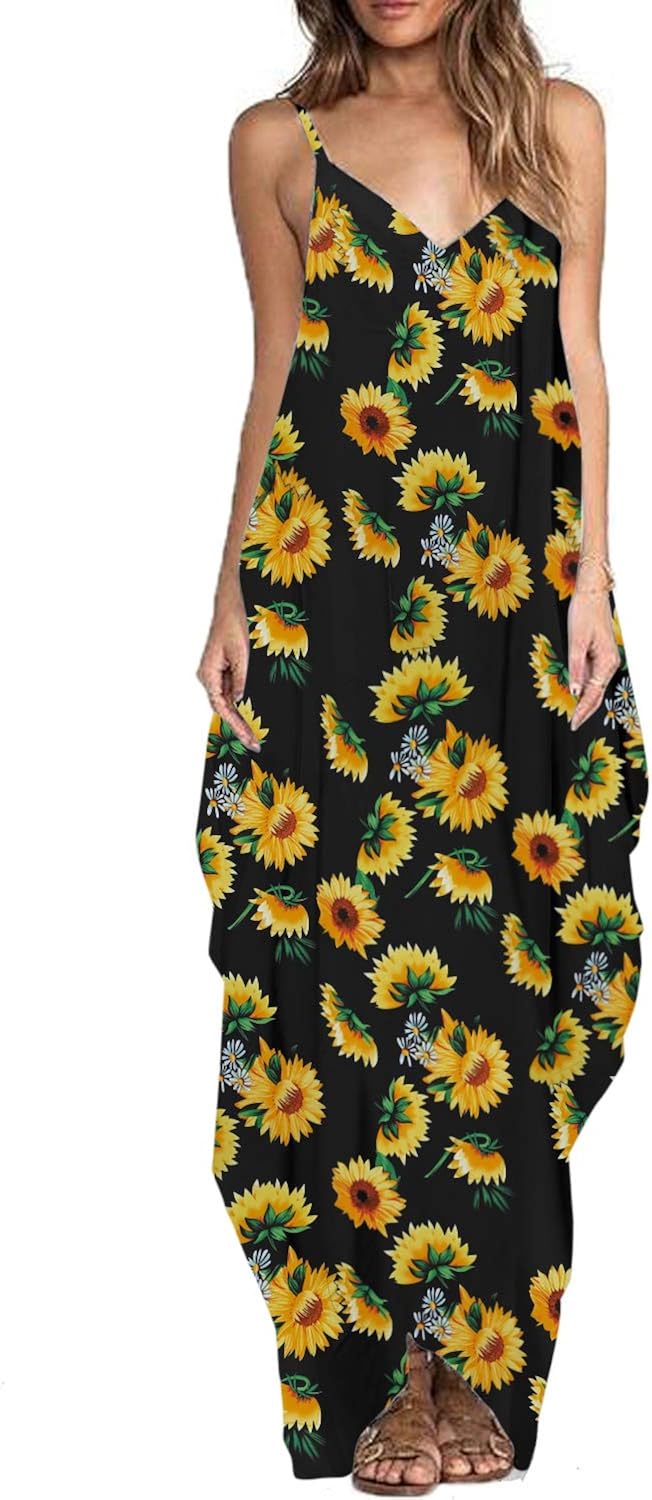 ZANZEA Women Maxi Dress Sexy V Neck Sleeveless Floral Print Sundress