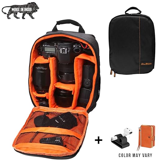 Brain Freezer DSLR/SLR Camera Lens Shoulder Backpack Case For Canon Nikon Sigma Olympus Camera (Orange)