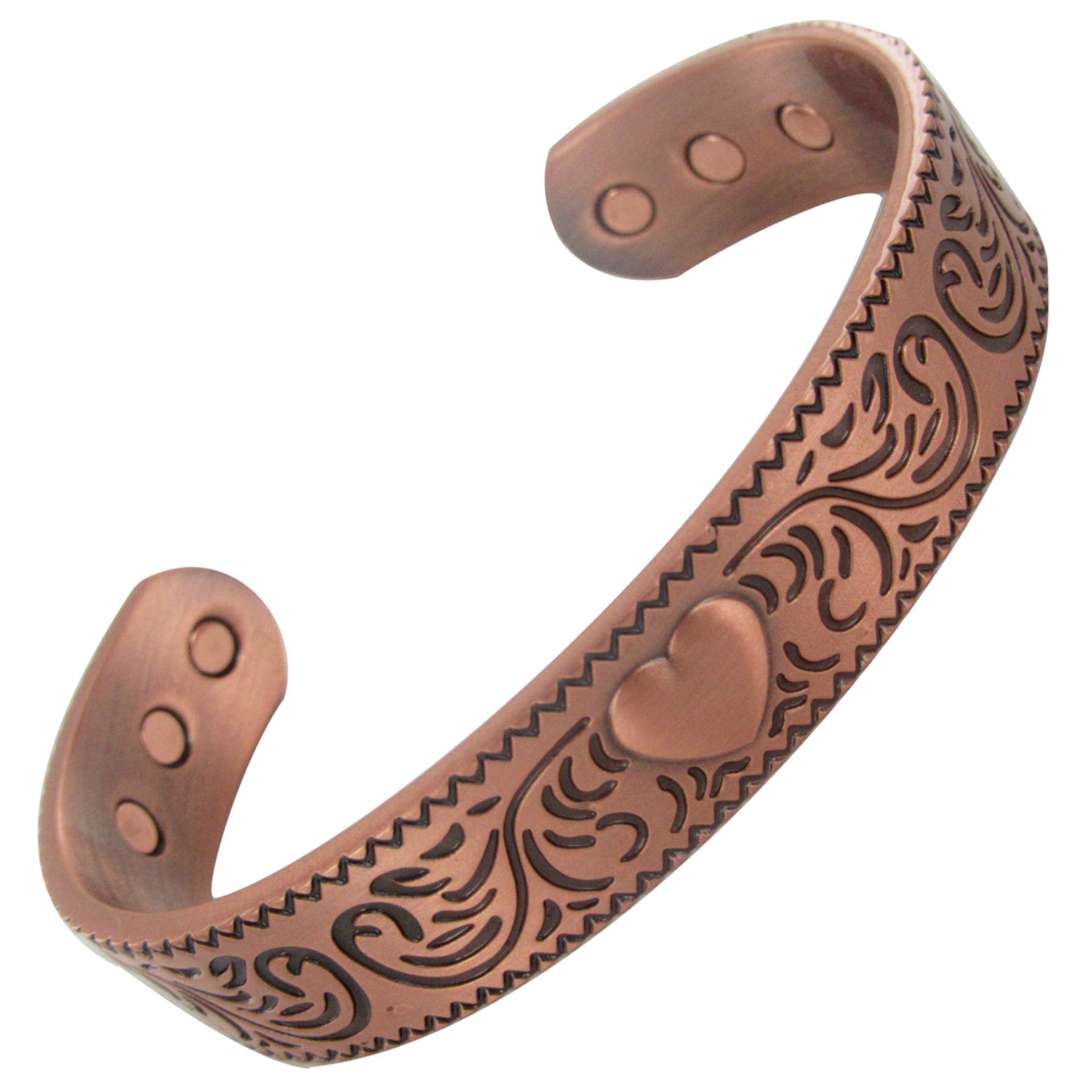 Stargems® PURE COPPER MAGNETIC BRACELET BANGLE 6 MAGNETS HEART CELTIC DESIGN Cuff Wrist Band for Women Ladies or Mens + VELVET GIFT POUCH! (17.5)