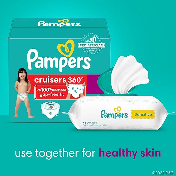PAMPERS DIAPERS – CRUISERS 360 – SIZE 4, 64 COUNT, BABYPROOF UP TO 100% LEAKPROOF PULL-ON DIAPER