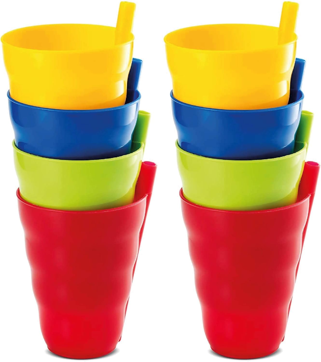 Plaskidy Kids Cups with Builtin Straw Set of 8 Toddler