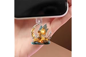 Moon Fairy Dust Plug Acrylic Charms for electronic products,Type-C Charging Port Dust Plugs Pendant Compatible with E-Reader 