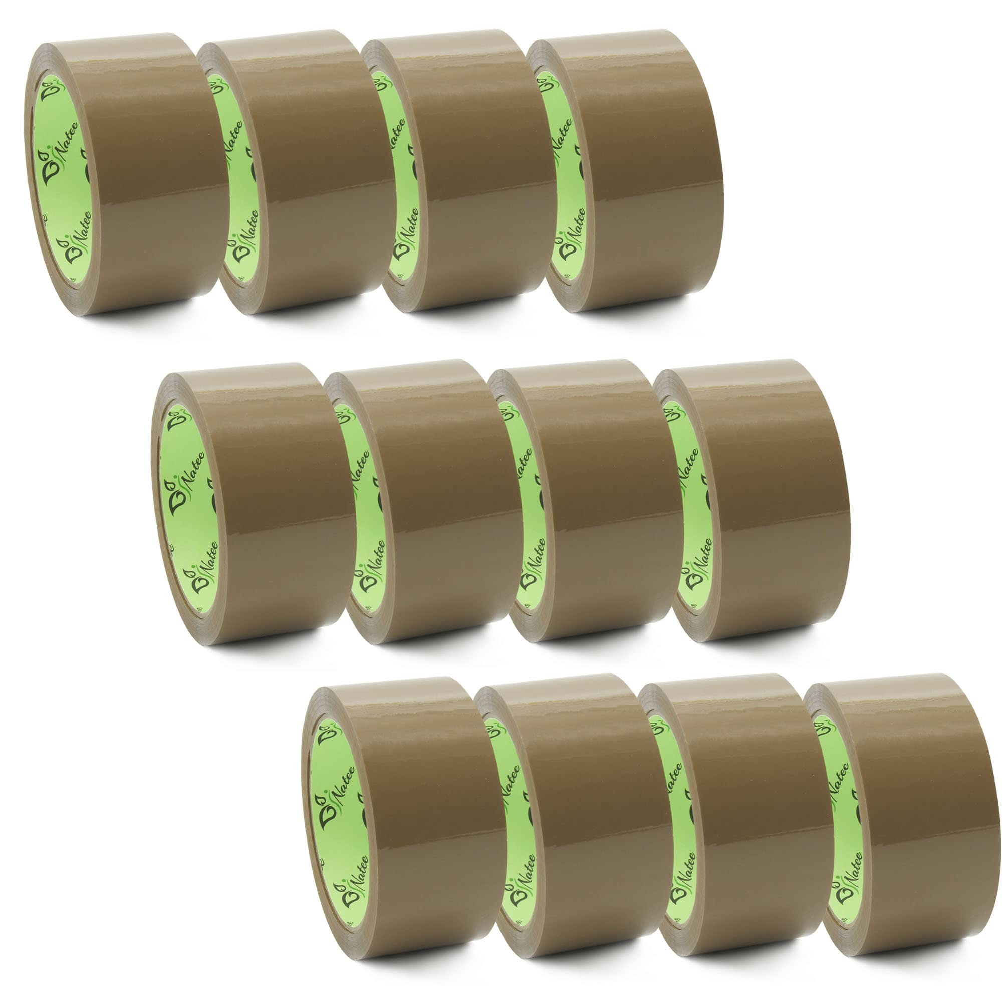 NATEE® Strong Low Noise Brown Packing Tape | Heavy-Duty Roll For Packaging | Brown Sealing Tape for Parcel Boxes,Moving,Home & Office, 48mm x 66m Pack of 12