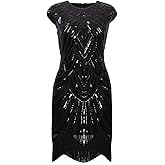 Vijiv Art Deco Great Gatsby Inspired Tassel Beaded 1920s Flapper Dress
