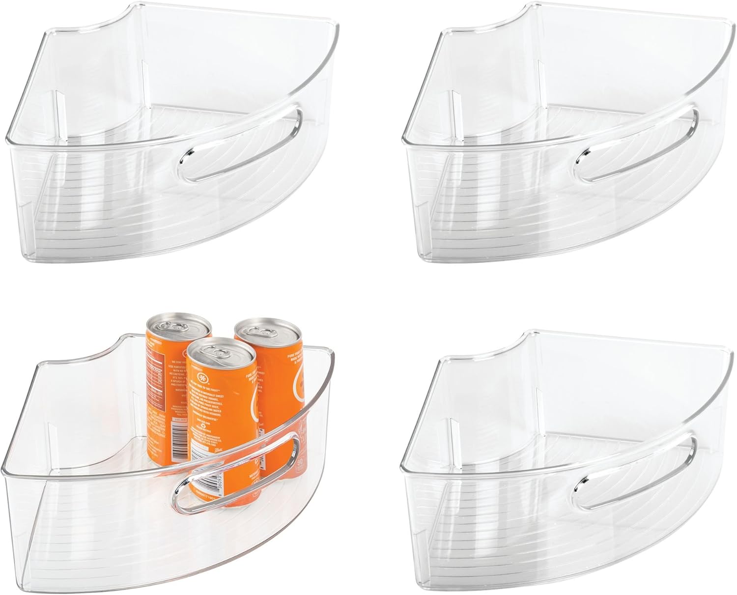 mDesign Lazy Susan Storage Bins with Handle for Kitchen