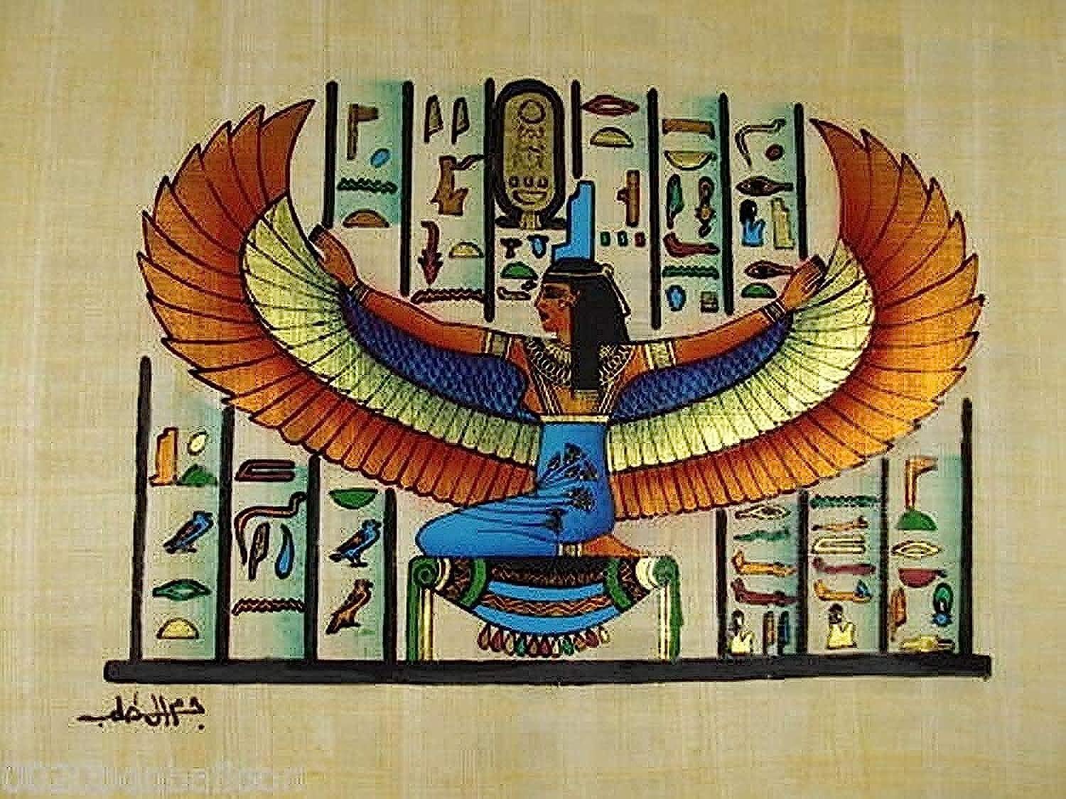 Paintings - Papyrus 100% Authentic Egyptian Original Hand Painted Painting Paper Pharaoh Ancient 8