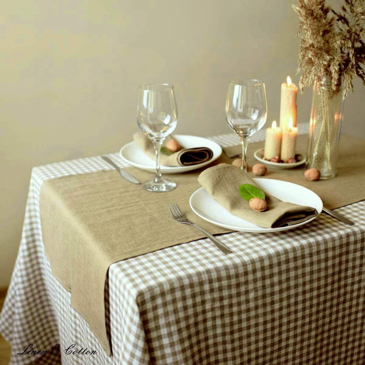 Linen & Cotton Gingham Tablecloth Estella, 100% Linen - Image 3