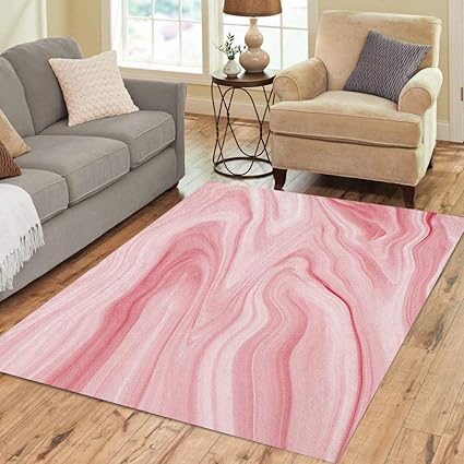 Amazon Com Semtomn Area Rug 5 X 7 Gray Grey Marble Pink Pattern