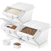 3 Pack Dog Food Storage Container, 40 Lbs Dog Food Bin with Scoop | Moisture Proof Dry Dog Food Container for Cat Treats, Rice, Flour &amp; Baking Supplies, BPA Free, 3*13.5LBS